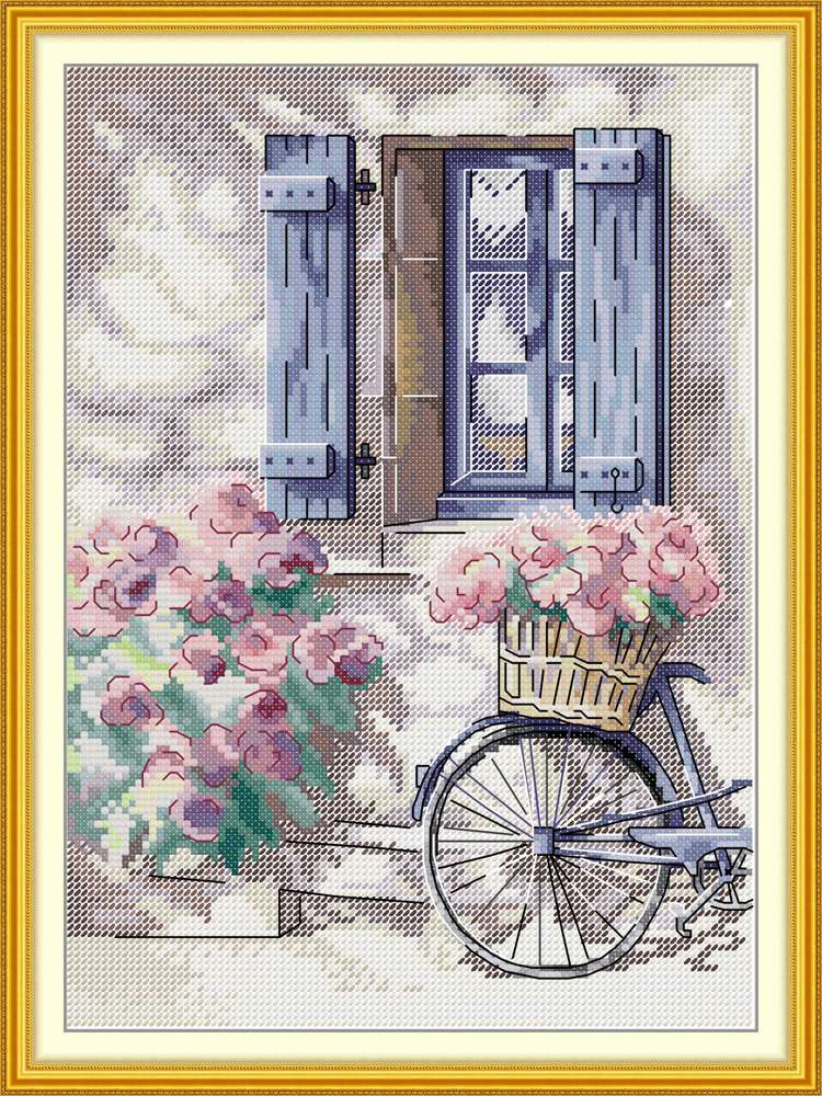 Bicycle loaded with flowers